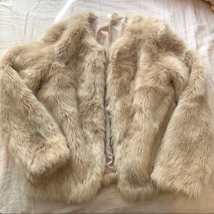 Cream, beige fur jacket